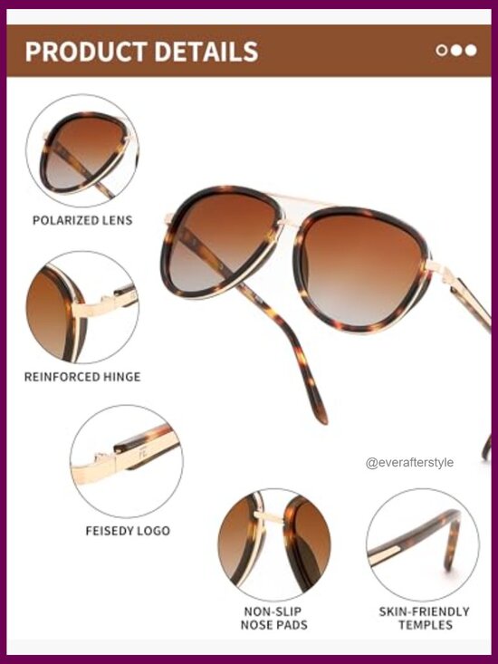 Retro Polarized Aviator Sunglasses Vintage Square Frame Metal Plastic
